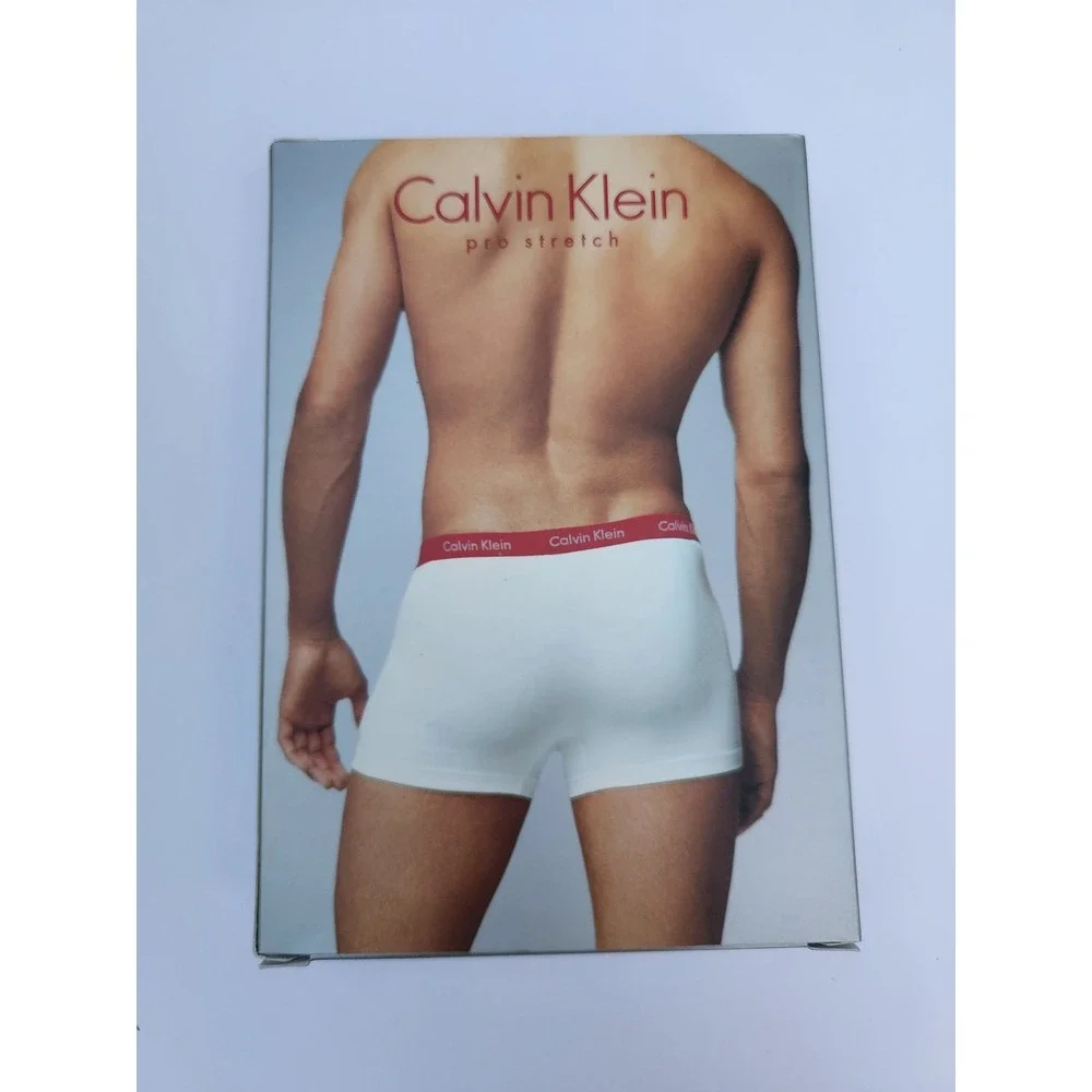 Calvin Klein NIB Trunk Charcoal Grey Pro Stretch Red Logo Waistband U7051 Medium